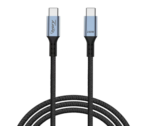 כבל טעינה מהיר 240W - מ USB-C ל USB-C באורך כ-1 מטר בצבע שחור - Ivory Connect