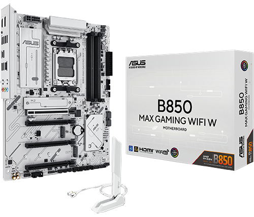 לוח אם ASUS B850 MAX GAMING WIFI W DDR5 ATX AM5 AMD - לבן