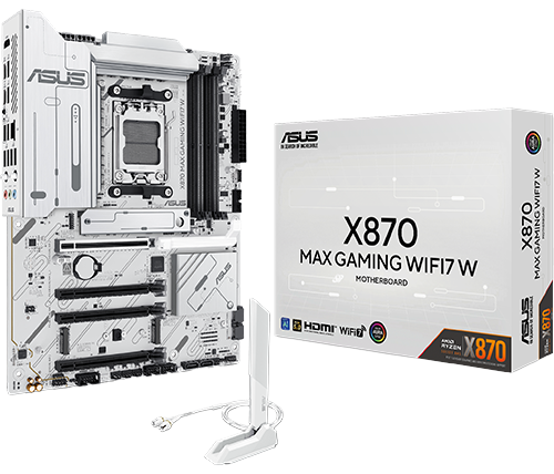 לוח אם ASUS X870 MAX GAMING WIFI7 W DDR5 ATX AM5 AMD - לבן