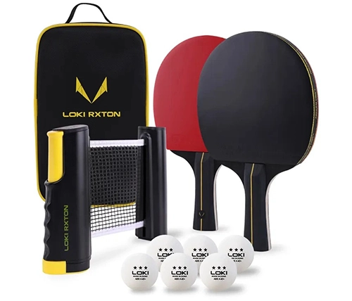 ערכת טניס שולחן הכוללת זוג מחבטים + 6 כדורים + רשת ותיק נשיאה מבית Loki Sports 