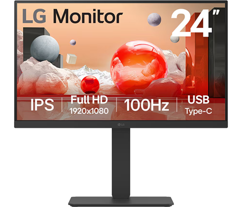 מסך מחשב 23.8 אינץ  LG 24BA650 100Hz IPS USB-C 65W