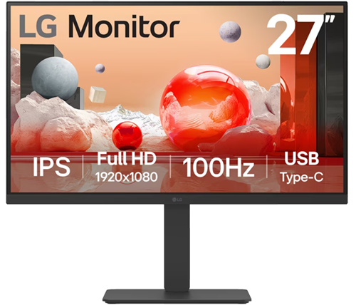 מסך מחשב 27 אינץ  LG 27BA650 100Hz IPS USB-C 65W