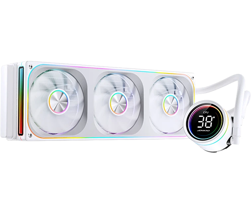 קירור נוזלי למעבד עם צג טמפרטורה Jonsbo TH-360 White ARGB 360mm בצבע לבן