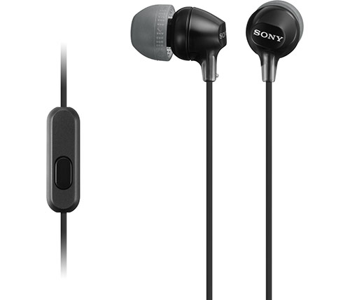אוזניות סוני חוטיות לסמארטפון - צבע שחור - Sony MDR-EX15AP 