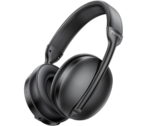 אוזניות בלוטוס מבטלות רעשים ANC - מיקרופון וחיבור 3.5mm - צבע שחור - Yesido EP08 Bluetooth