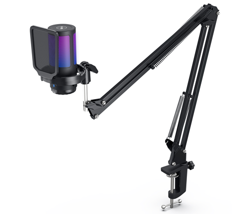 מיקרופון גיימינג קונדנסר - תאורת RGB חיבור USB-C וכניסה לאוזניות כולל זורע - Ivory Sound ZTD38T