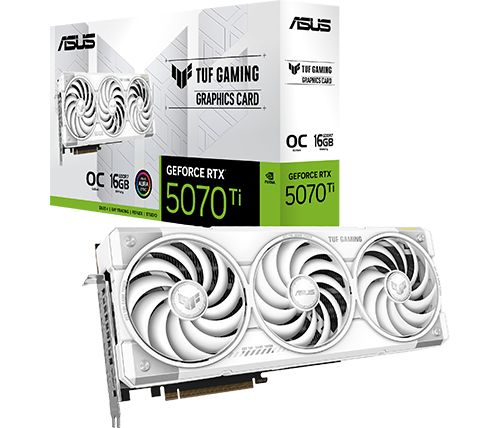 כרטיס מסך ASUS TUF Gaming GeForce RTX 5070 Ti 16GB GDDR7 White OC Edition – צבע לבן