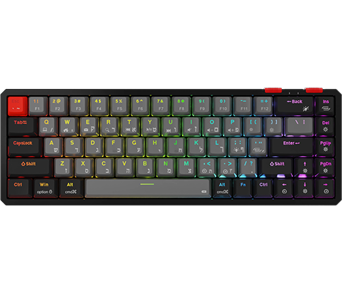 מקלדת מכנית בלוטוס אלחוטית Ivory Gaming GX968 Red Switch בצבע שחור עברית/אנגלית