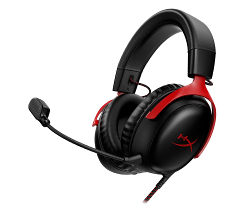 אוזניות גיימינג הייפר איקס חוטיות - צבע שחור ואדום - HyperX ON-EAR CLOUD III