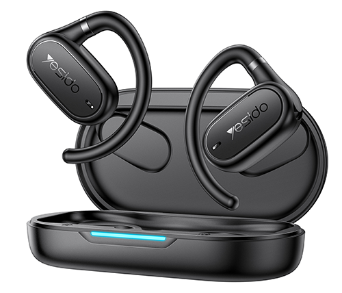 אוזניות ספורט בלוטוס אלחוטיות - נוחות עם מיקרופון מתאימות לריצה וחדר כושר - צבע שחור - Yesido YSP25