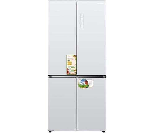 מקרר 4 דלתות 521 ליטר מקפיא תחתון זכוכית לבנה aiwa AI-8400 – משלוח חינם