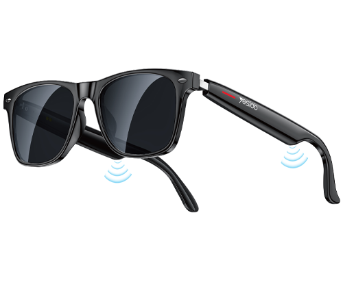 משקפי שמש חכמות לסמארטפון - שליטה במגע וקול כולל רמקולים מובנים - צבע שחור - Yesido Smart Glasses IO35