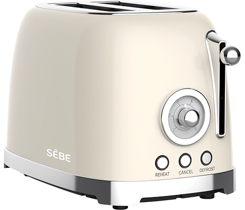 מצנם SEBE – קופץ 2 פרוסות – 6 דרגות השחמה – תומך הפשרה וחימום מחדש – צבע קרם – WT4001
