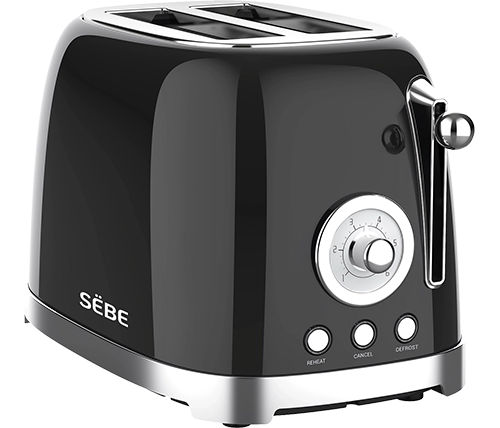 מצנם SEBE – קופץ 2 פרוסות – 6 דרגות השחמה – תומך הפשרה וחימום מחדש – צבע שחור – WT4001