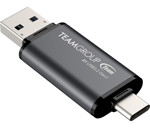 זכרון נייד Team Group X1 USB 3.2 Gen1 – בנפח 64GB – עם חיבור USB כפול Type-A ו- Type-C