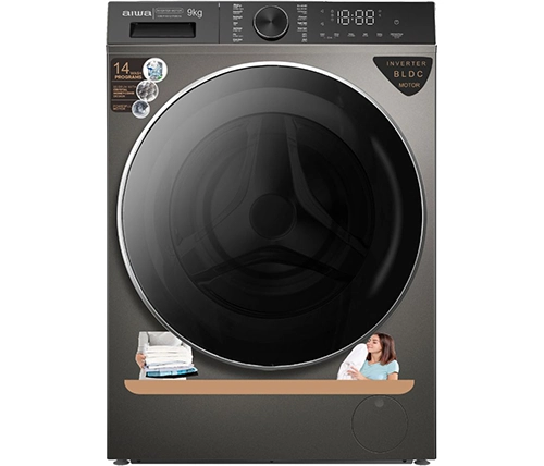 מכונת כביסה 9 קילו פתח קדמי 1400 סלד בצבע כסוף Aiwa - משלוח חינם