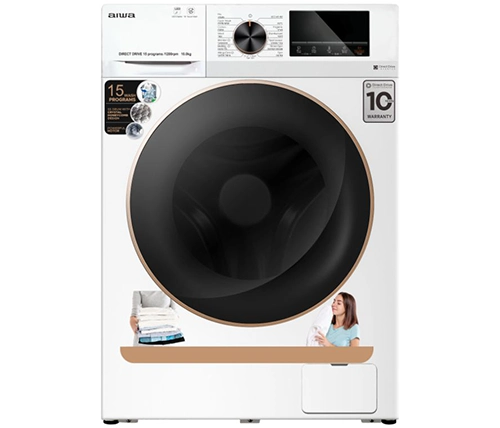 מכונת כביסה 10 קילו פתח קדמי בצבע לבן Aiwa Direct Drive - משלוח חינם