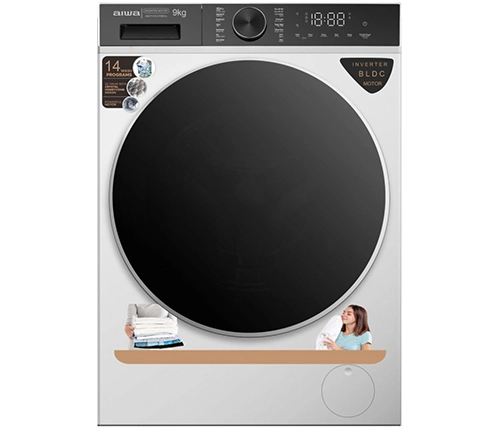 מכונת כביסה 9 קילו פתח קדמי גדול 1400 סלד בצבע לבן Aiwa - משלוח חינם