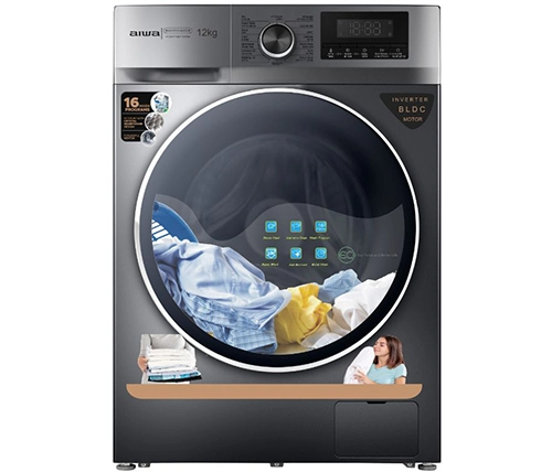 מכונת כביסה 12 קילו פתח קדמי 1400 סלד בצבע נירוסטה Aiwa BLCD - משלוח חינם
