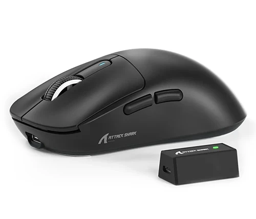 עכבר גיימינג אלחוטי Attack Shark X3PRO – קל משקל 59 גרם, חיישן 26000DPI, חיבור תלת-מצבי ודיוק רב - צבע שחור