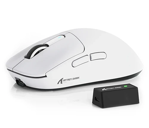 עכבר גיימינג אלחוטי Attack Shark X3PRO – קל משקל 59 גרם, חיישן 26000DPI, חיבור תלת-מצבי ודיוק רב - צבע לבן