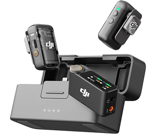 מיקרופון דש אלחוטי עם שני משדרים עם מקלט אחד  DJI Mic 2 - כולל מארז טעינה 
