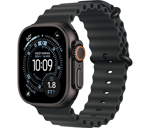 שעון חכם אפל Apple Watch Ultra 3 GPS + Cellular – גודל 49 מ''מ – צבע Black Titanium – רצועה Ocean Band שחורה