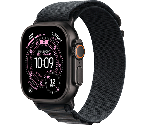 שעון חכם אפל Apple Watch Ultra 3 GPS + Cellular – גודל 49 מ''מ – צבע Black Titanium – רצועה Alpine Loop שחורה – מידה M