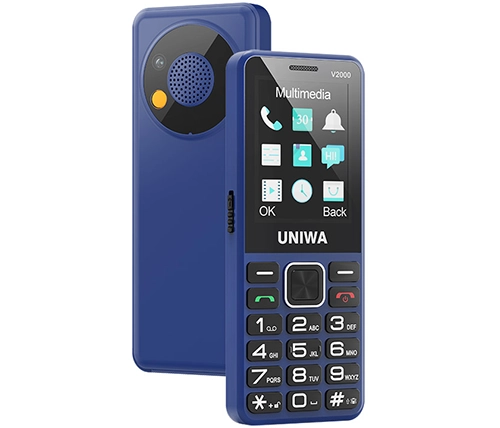 טלפון למבוגרים דור 4 עם מקשים כולל לחצן מצוקה בצבע כחול - MIZUKI UNIWA V2000