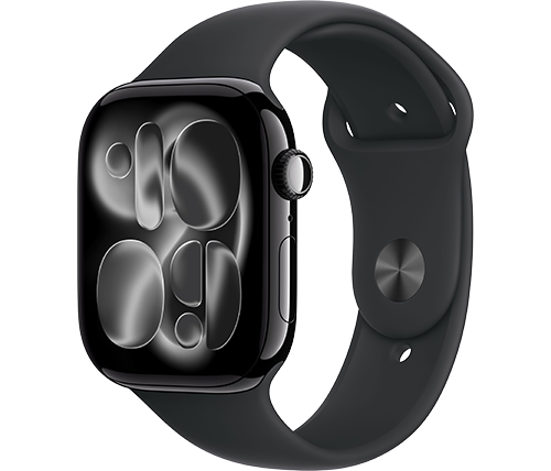 שעון חכם אפל Apple Watch Series 11 GPS – גודל 46 מ''מ – צבע Jet Black – רצועה Black Sport Band – מידה M/L