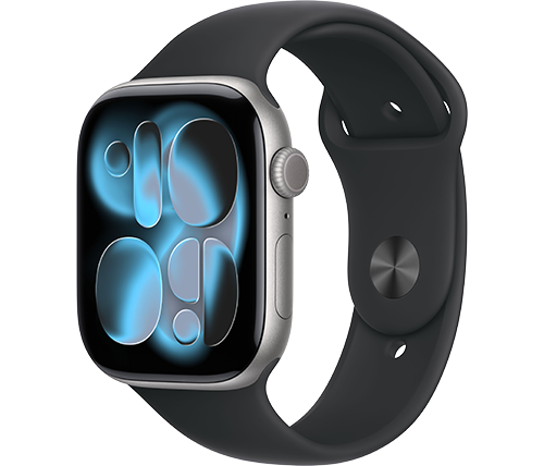 שעון חכם אפל Apple Watch Series 11 GPS – גודל 46 מ''מ – צבע Space Grey – רצועה Black Sport Band – מידה M/L