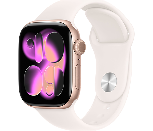שעון חכם אפל Apple Watch Series 11 GPS + Cellular – גודל 42 מ''מ – צבע Rose Gold – רצועה Light Blush Sport Band – מידה S/M