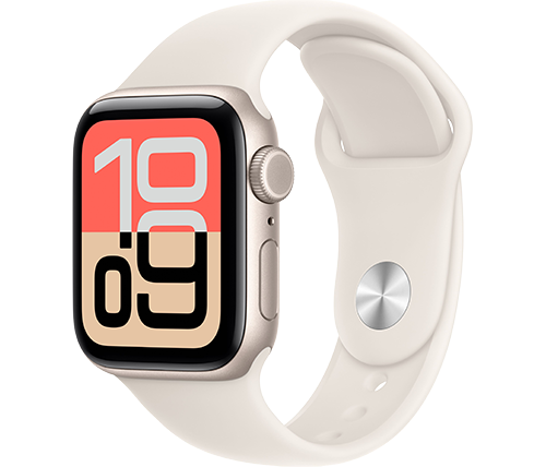 שעון חכם אפל Apple Watch SE 3 GPS + Cellular – גודל 40 מ''מ – צבע Starlight – רצועה Starlight Sport Band – מידה S/M