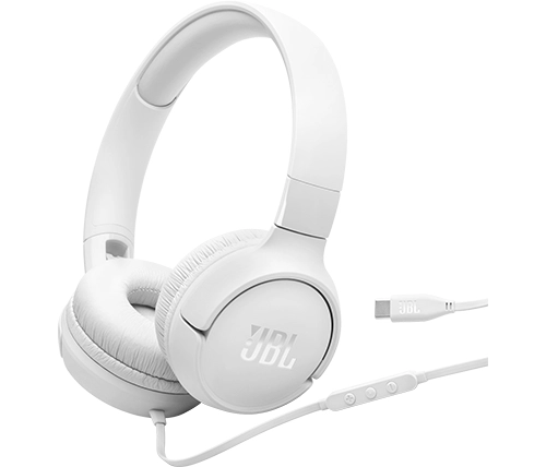 אוזניות JBL קשת חוטיות Tune 520C USB-C בצבע לבן