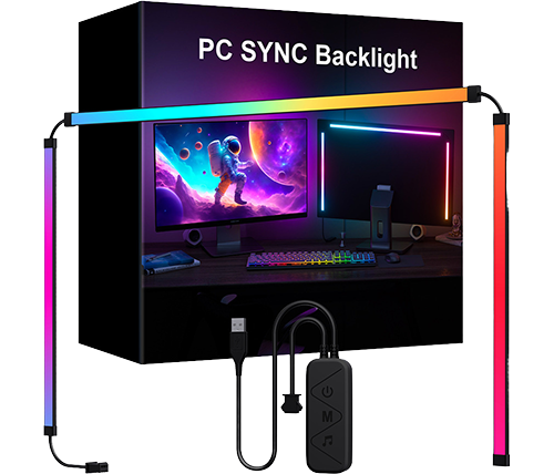 פס תאורת לד חכם למסך 24 אינץ' 4 צדדים עם סנכרון צבעים RGB MIZUKI 