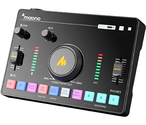 מערכת אודיו חכמה לשידור – מיקסר וכרטיס קול אחד – MAONO AMC2 NEO One-Stop Streaming Audio Mixer and Sound Card
