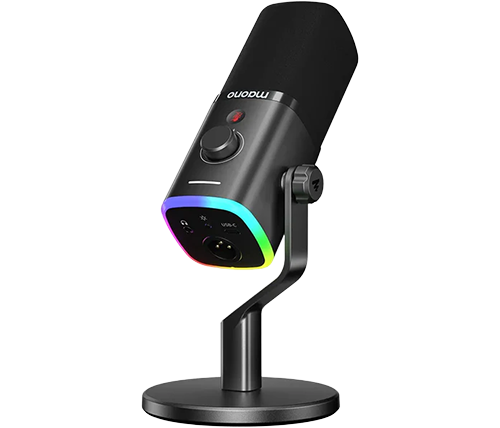 מציאון - מיקרופון שולחני למחשבים עם מעמד מתכוונן תאורת RGB וחיבור MAONO PD100X USB / XLR - מוחדש 