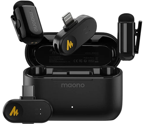 מיקרופון דש אלחוטי עם משדר ומקלט MAONO WAVE T1 MINI 2.4GHz