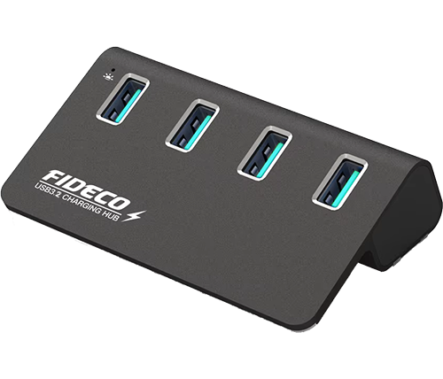 מפצל USB 3.2 Gen2 עם 4 יציאות - כולל ספק כח - FIDECO H418S