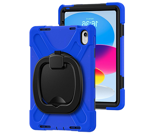 כיסוי קשיח לאייפד Apple iPad 10th Gen / A16 – גדלים 10.9/11 אינץ – כולל מגן מסך, רצועת כתף, ידית, ורצועה לעט – צבע כחול