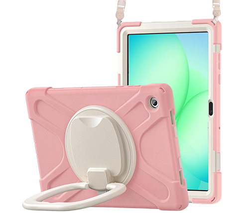 כיסוי קשיח לטאבלט סמסונג 8.7 אינץ'  Samsung Galaxy Tab A11 / A9  – כולל מגן מסך, רצועת כתף ורצועה לעט – צבע ורוד