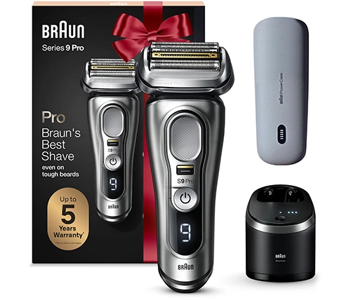 מכונת גילוח בראון אלחוטית עם קייס טעינה Braun Series 9 Pro 9477cc בצבע כסוף 