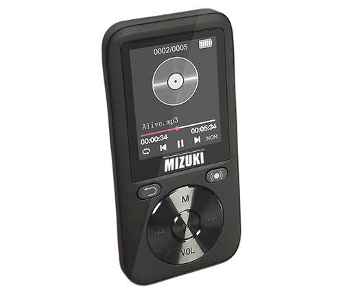 נגן MP3 בנפח 32GB עם רשמקול ותפריט בעברית בצבע שחור Mizuki MIZ-S67BT