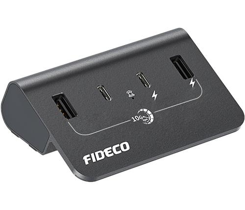 מפצל USB 3.2 Gen2 עם 4 יציאות – כולל יציאות USB-C – כולל ספק כח – FIDECO H408C2A