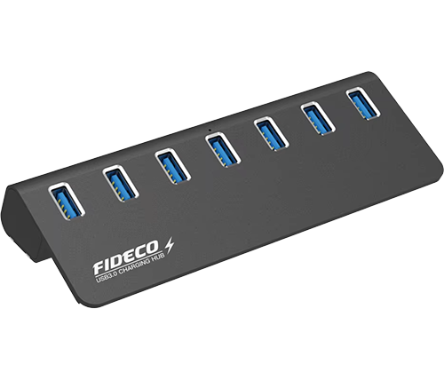 מפצל USB 3.2 Gen2 עם 7 יציאות - כולל ספק כח - FIDECO H718S