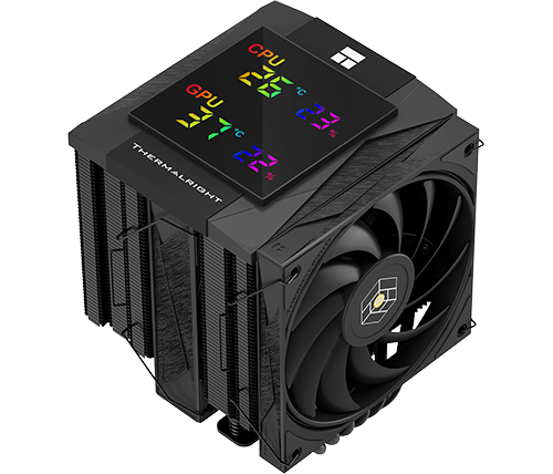 מאוורר למעבד עם צג טמפרטורה THERMALRIGHT Royal Knight 120 Digital BLACK הכולל 2 מאווררים - צבע שחור