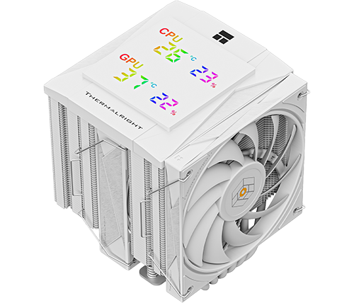 מאוורר למעבד עם צג טמפרטורה THERMALRIGHT Royal Knight 120 Digital WHITE הכולל 2 מאווררים - צבע לבן