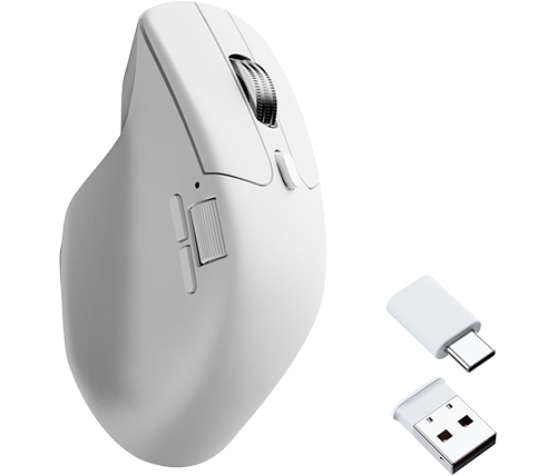 עכבר אלחוטי Keychron M6 Wireless – ממשק USB-C / USB-A ובלוטוס – 1K Polling – חיישן PixArt 3395 – מתגים שקטים – צבע לבן