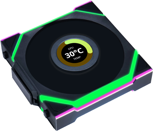 מאוורר למארז 12 ס''מ עם מסך Lian Li UNI FAN SL Wireless - צבע שחור