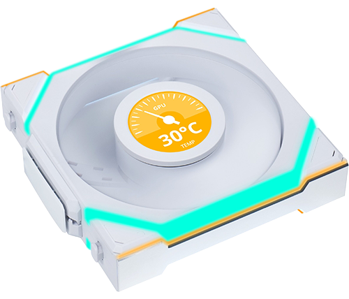 מאוורר למארז 12 ס''מ עם מסך Lian Li UNI FAN SL Wireless - צבע לבן